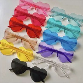 Randlose Herz Sonnenbrille mit farbigen Gläsern als Wer...
