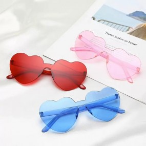 Randlose Herz Sonnenbrille mit farbigen Gläsern als Wer...